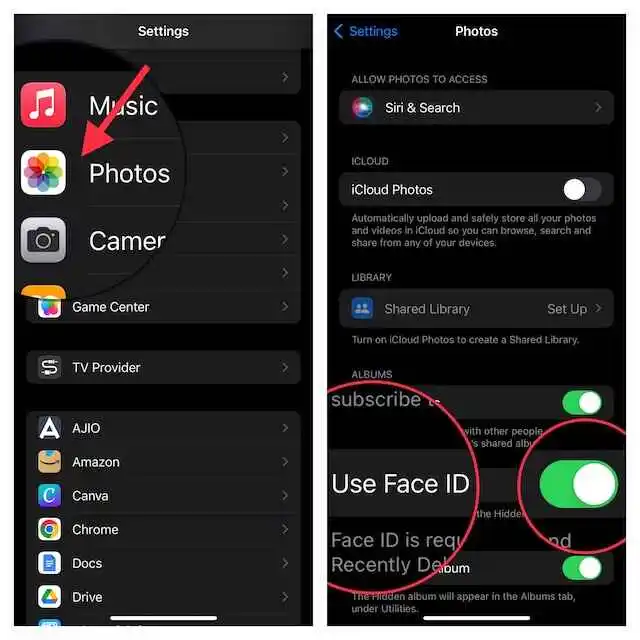 Lock the Hidden Album Using Face ID