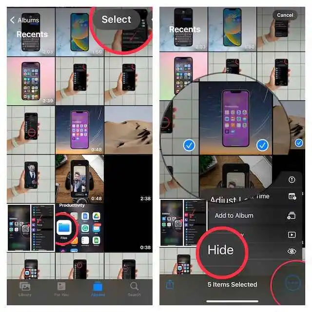 Move Photos to the Hidden Album