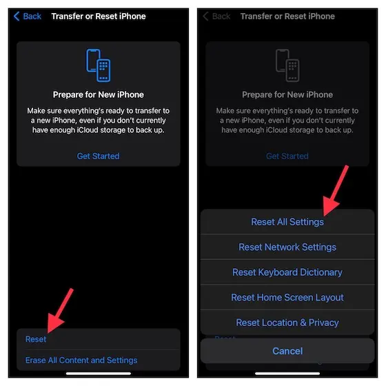 Reset Setting iPhone