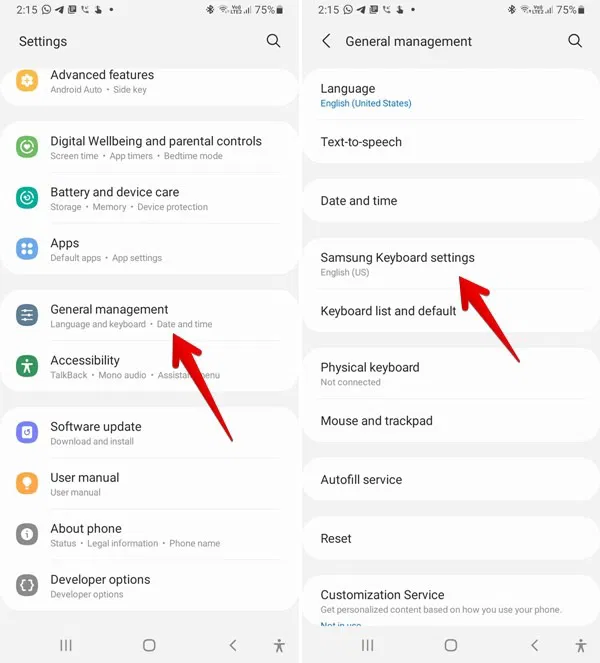 Select Samsung Keyboard Settings