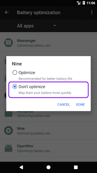 Turn Off Battery Optimization for YouTube