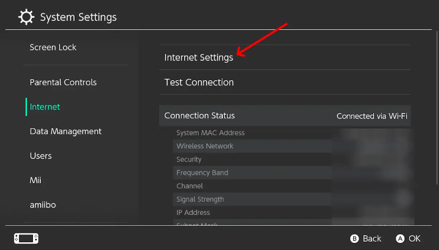 Choose internet setting